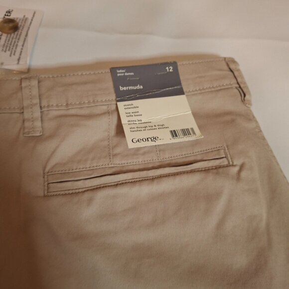 Womens Cotton Bermuda Shorts Size 12 Cotton Spandex w Stretch Beige Tan George - Picture 7 of 10